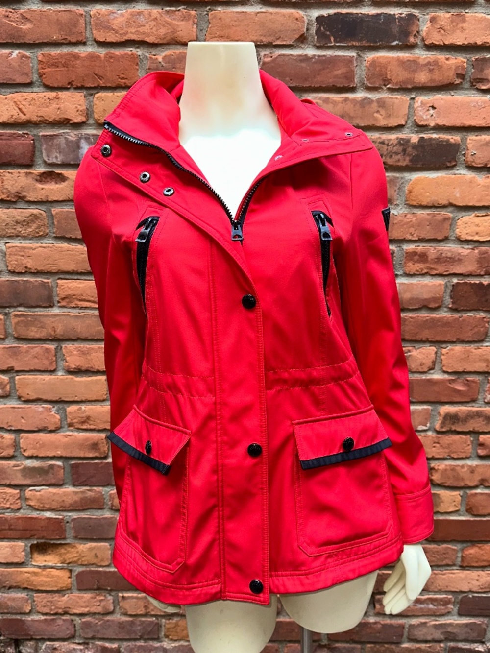 Guess Red Hooded Rain Utility Jacket ~ Small